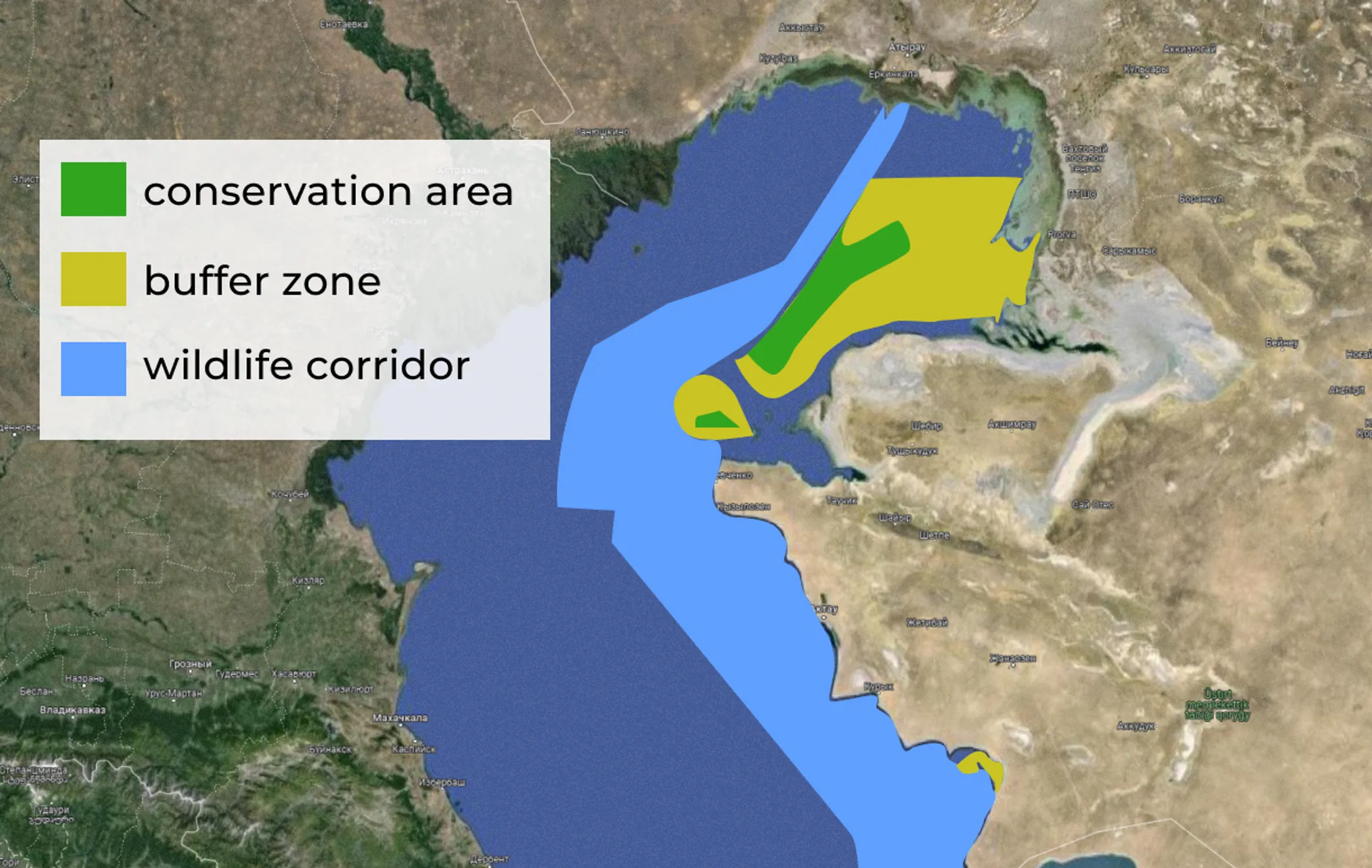 Approximate outlines of the proposed nature reserve (map source: Google Maps)