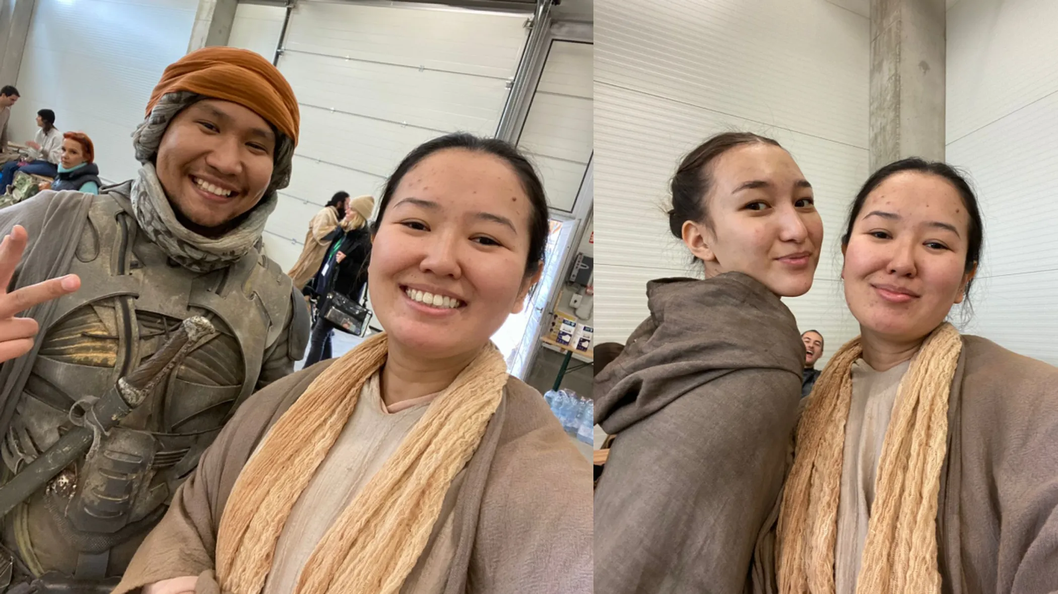 Saniya was not the only Kazakh extra in the movie. Dias Kozhantaev (left photo), Aziza Kismeleyeva (right) were also present on the set. (courtesy Of Saniya Oshakbayeva)