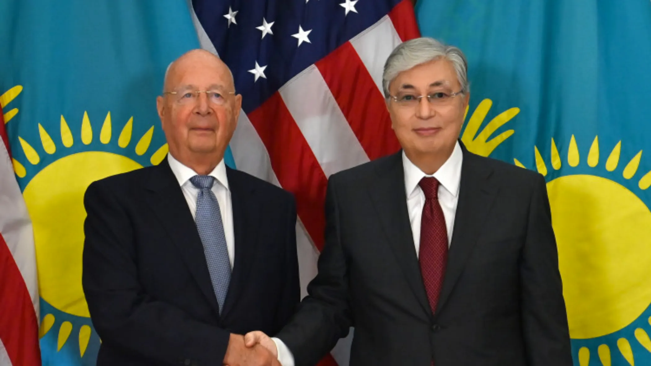 Tokayev with Executive Chairman of the World Economic Forum Klaus Schwab&nbsp;